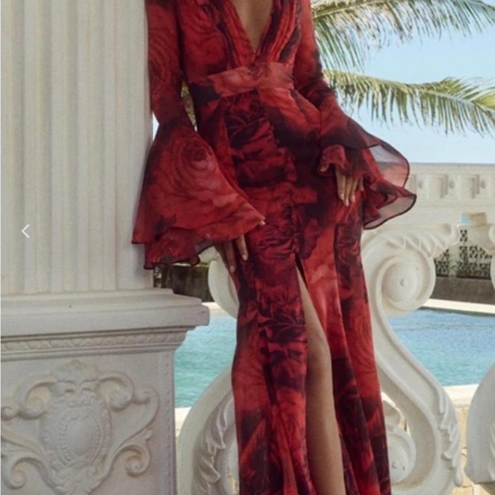 Runaway the label sari maxi dress in red